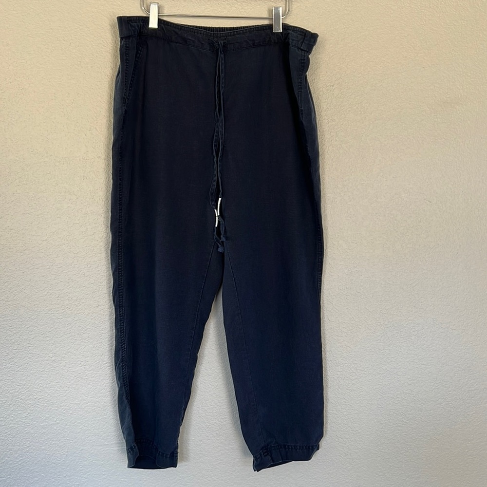 J. Crew Tie-waist seaside pant in linen blend Navy Size L